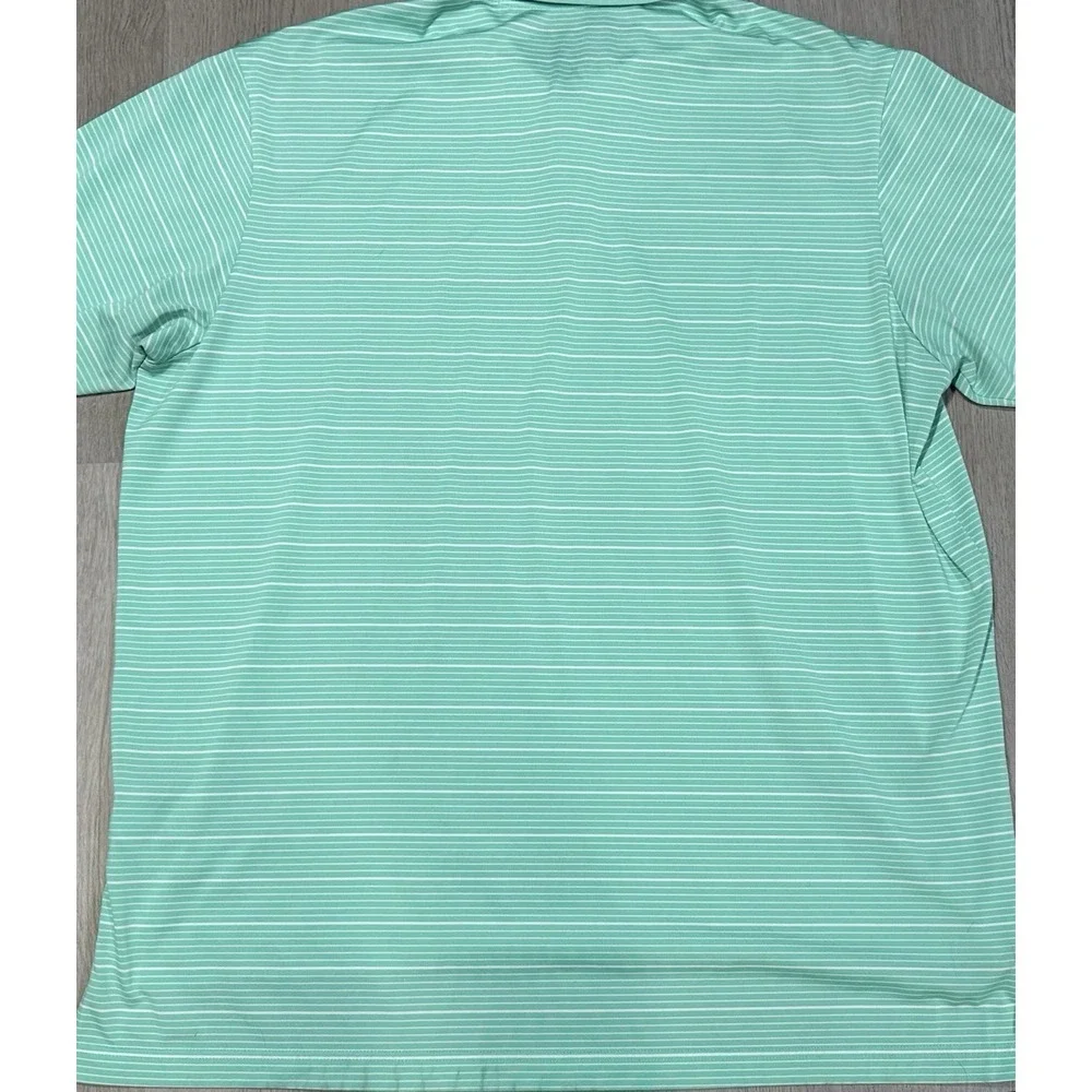 Adidas Golf Climalite Polo Shirt Mens Size 2XL Green Striped Performance Wicking